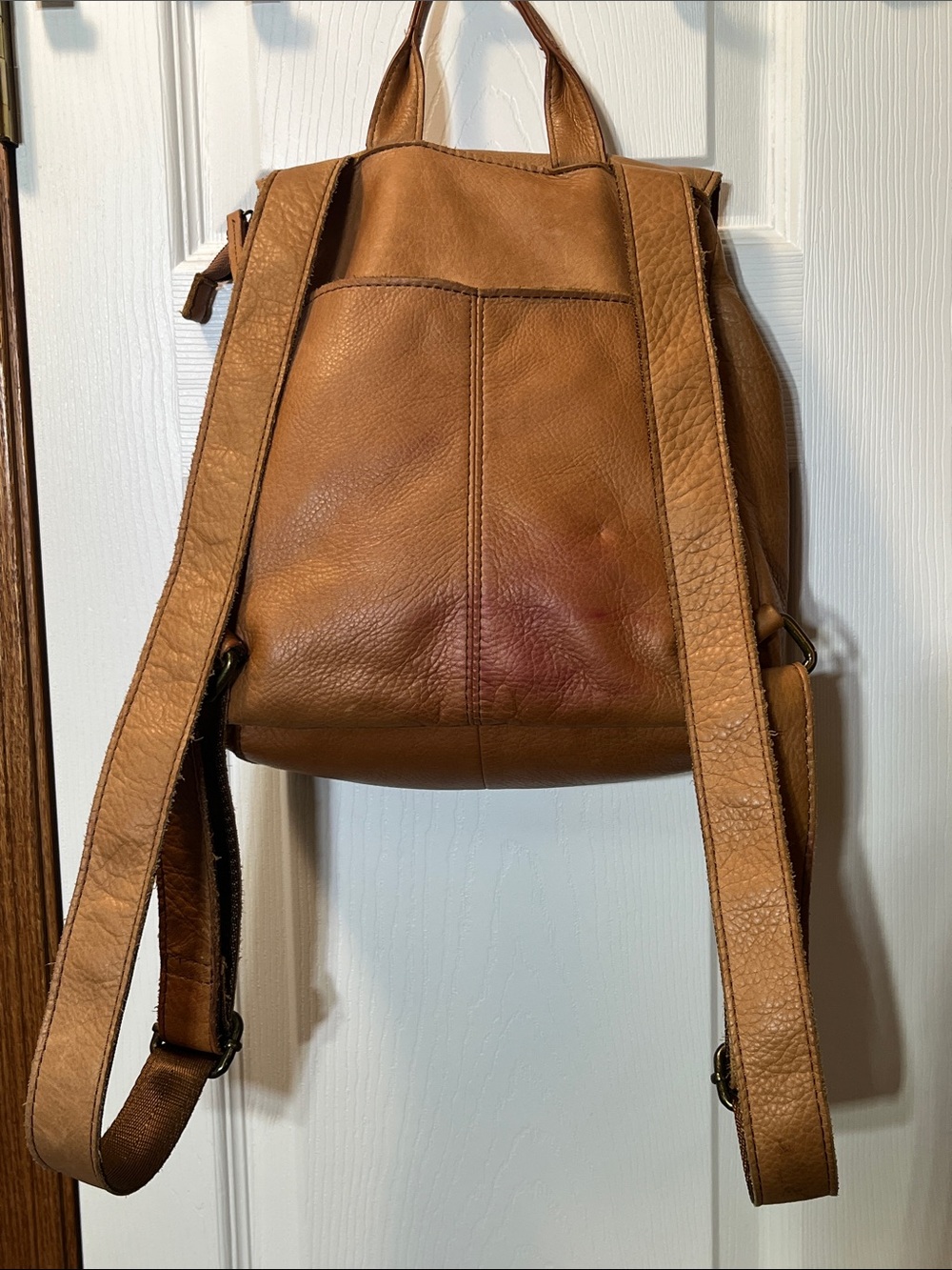 American Leather Co. Tan Light Brown Backpack Book Bag Purse - Picture 2 of 16